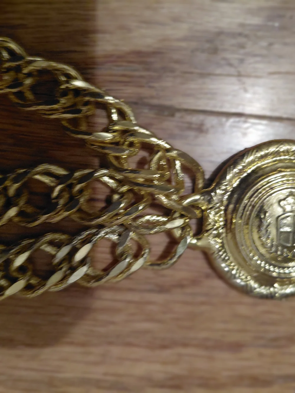 Gold-Tone Multi-Strand Chain  Belt Or Statement Necklace W/Medallion Motifs